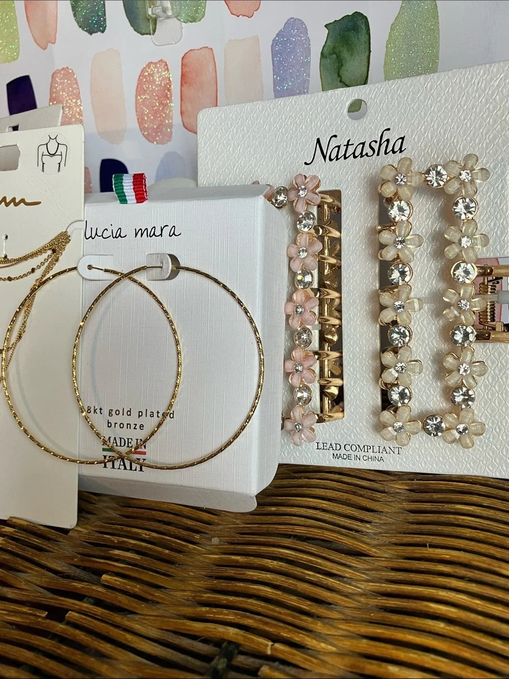 Lucia Mara & I am Gold-Plated Layered Necklace and Hoop Earring Set - Gold